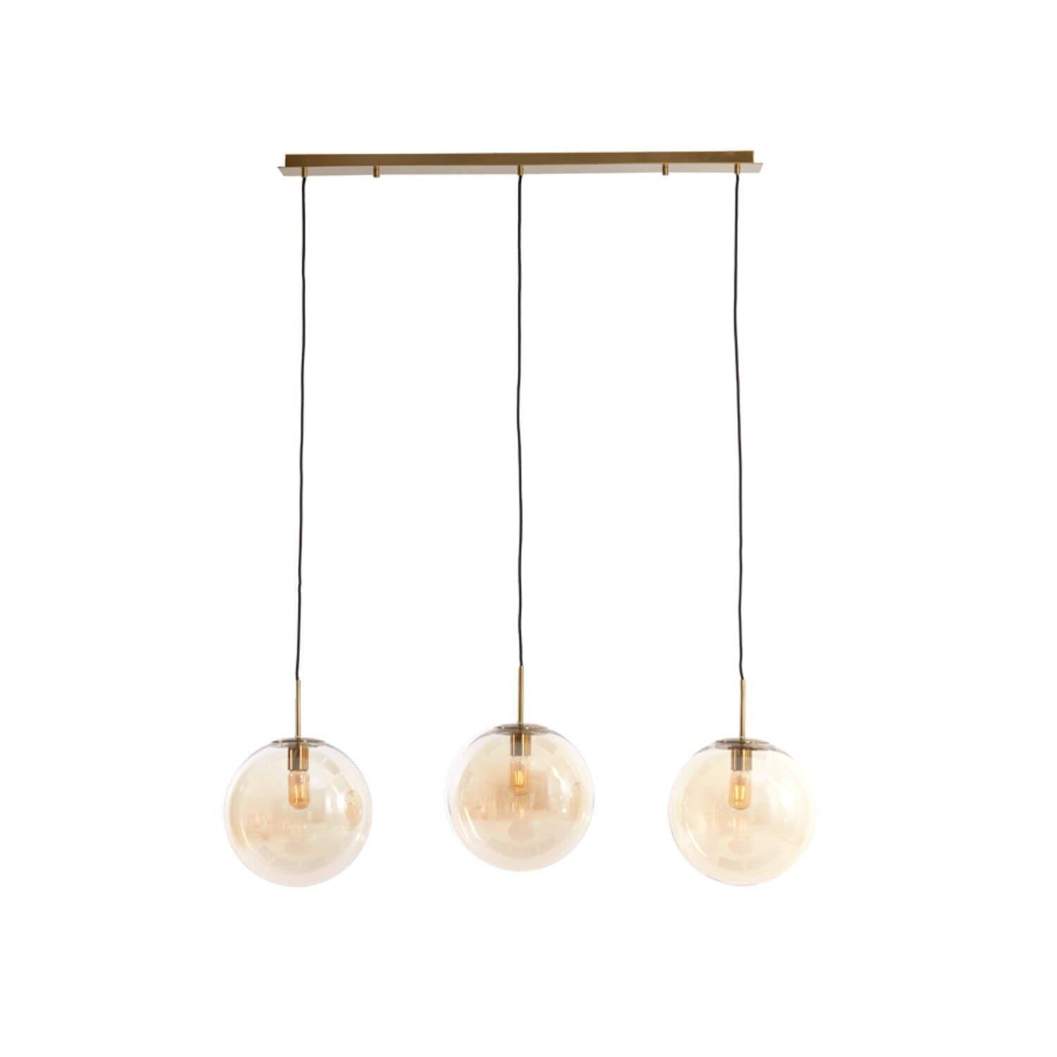 Nemia Gold & Amber Glass 3 Pendant Ceiling Light