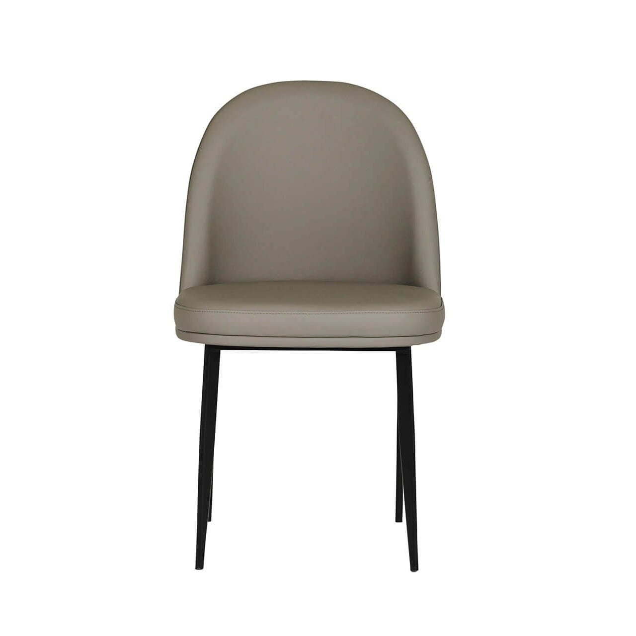 Nemille Grey Leather Dining Chair with Black Legs