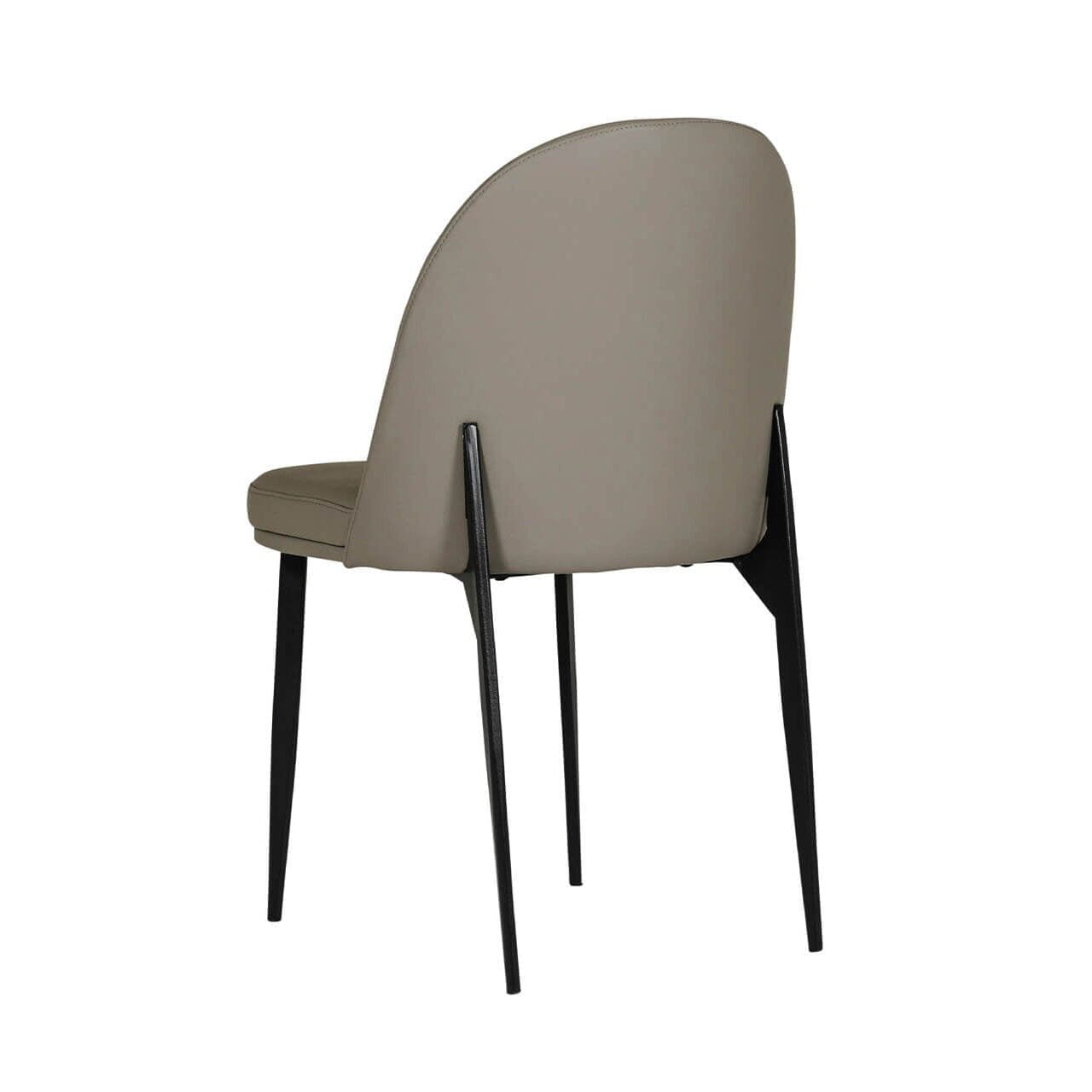 Nemille Grey Leather Dining Chair with Black Legs