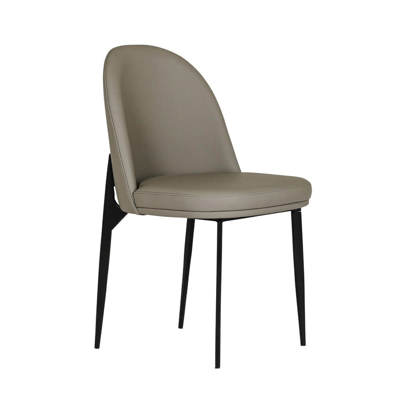 Nemille Grey Leather Dining Chair with Black Legs