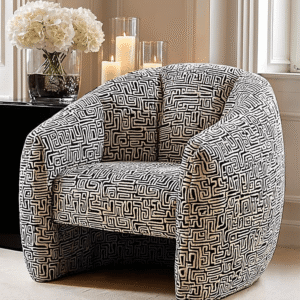 Nerissa Black Patterned Accent Chair