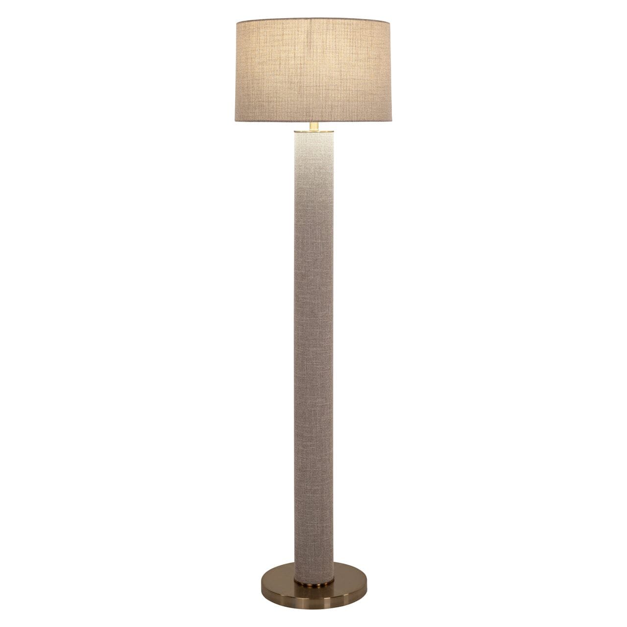 Nerisse Beige Linen Fabric Floor Standing Lamp with Gold Base
