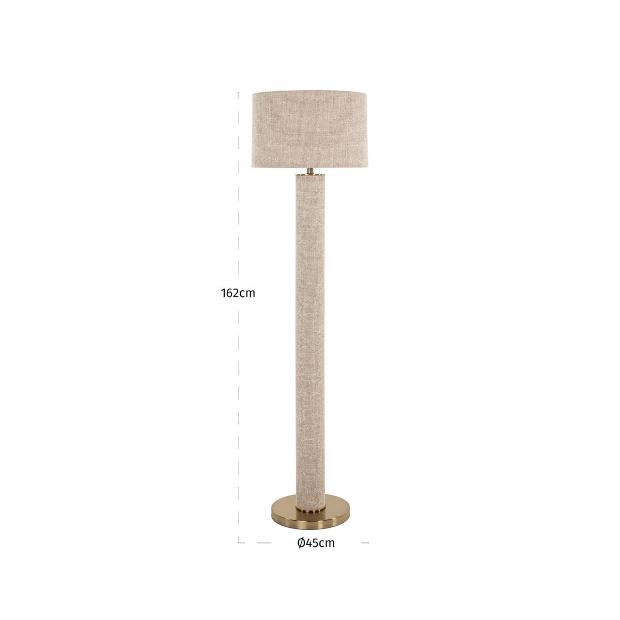 Nerisse Beige Linen Fabric Floor Standing Lamp with Gold Base