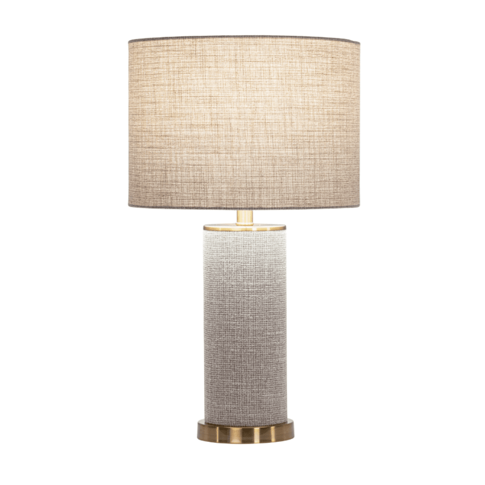 Nerisse Beige Linen Fabric Table Lamp with Gold Base