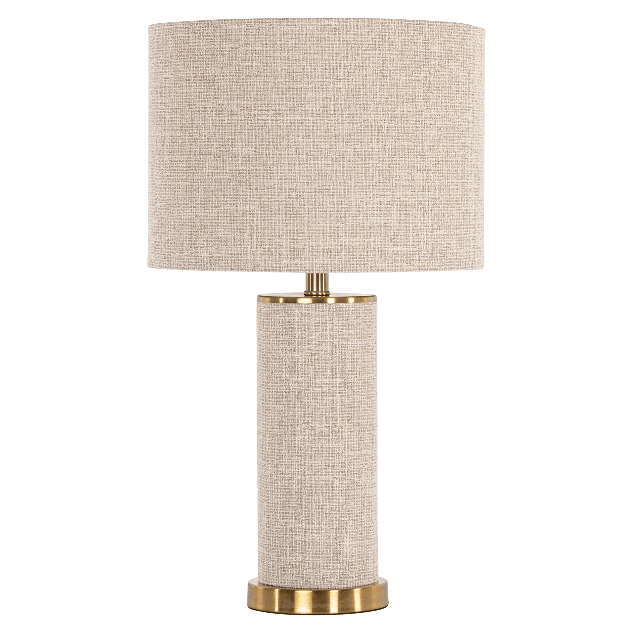Nerisse Beige Linen Fabric Table Lamp with Gold Base