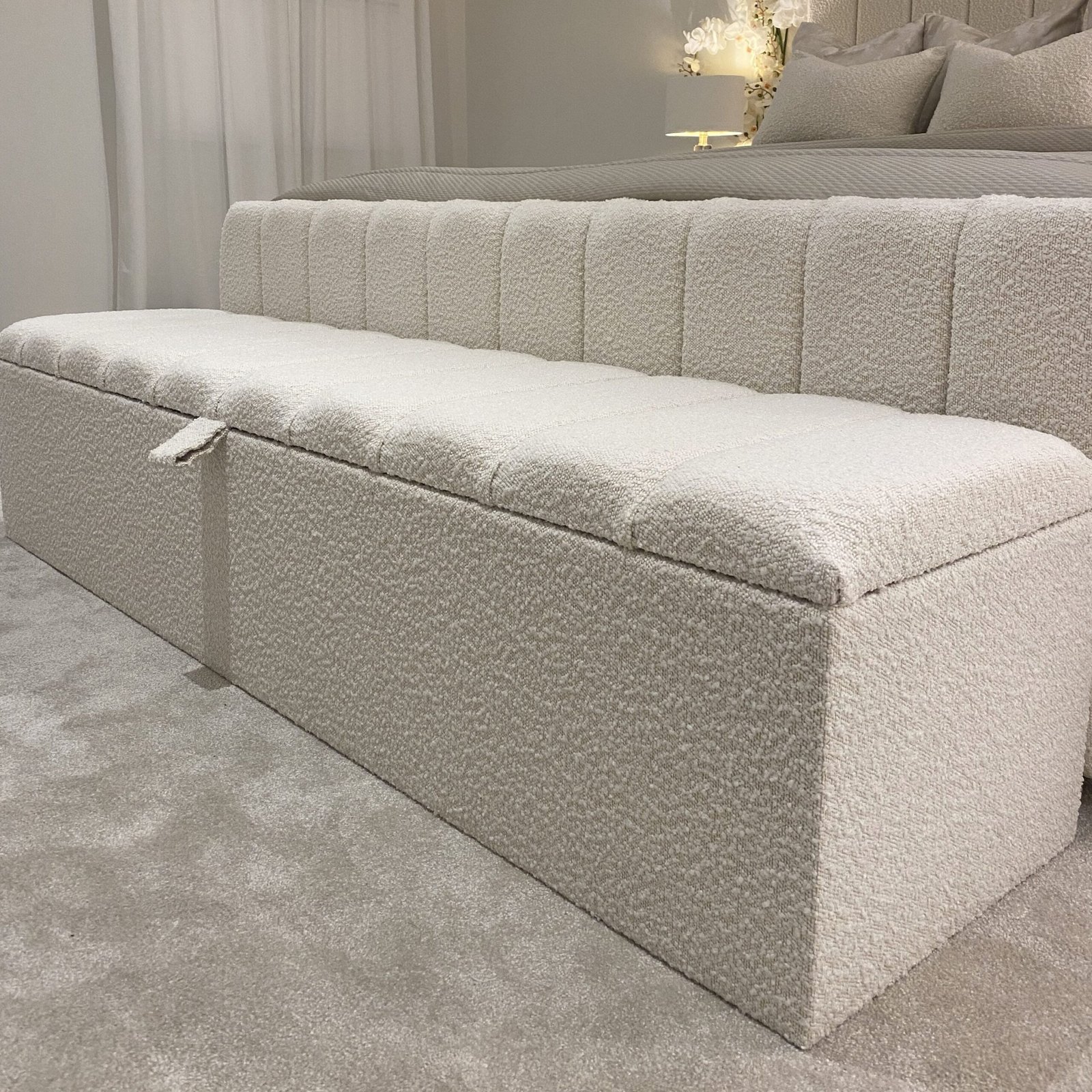 Nori Cream Boucle Panelled Ottoman Box
