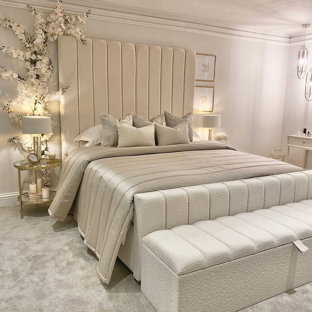Nori Cream Boucle Panelled Ottoman Box