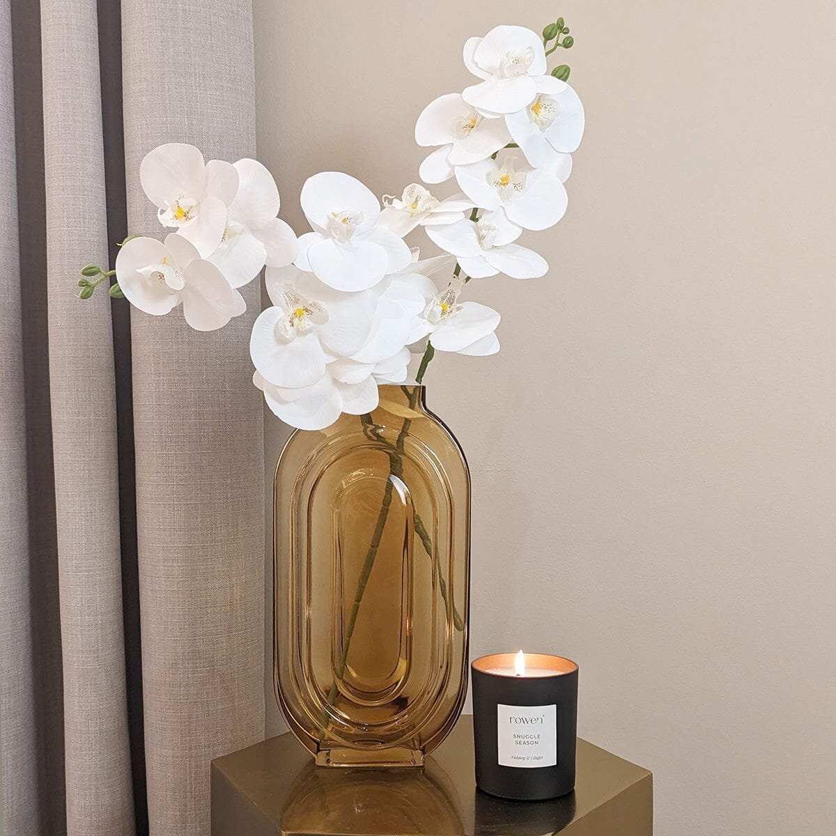 Nougat Tall Amber Glass Vase