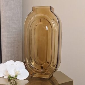 Nougat Tall Amber Glass Vase