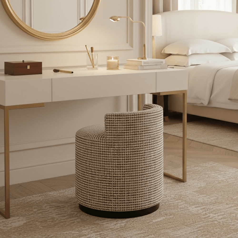 Novah Neutral Textured Accent Stool