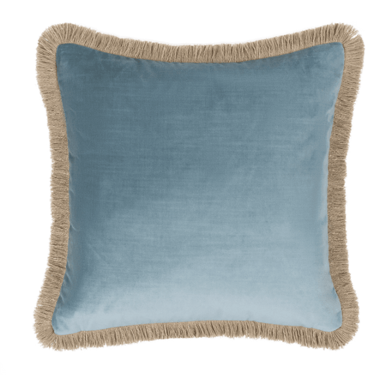 Odalys Baby Blue Cushion with Fringe Detail - 43x43cm