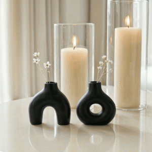 Oka Mini Black Organic Shaped Vases - Set of 2