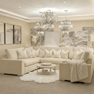 Olivia Cream Premium Large U-Shaped Sofa