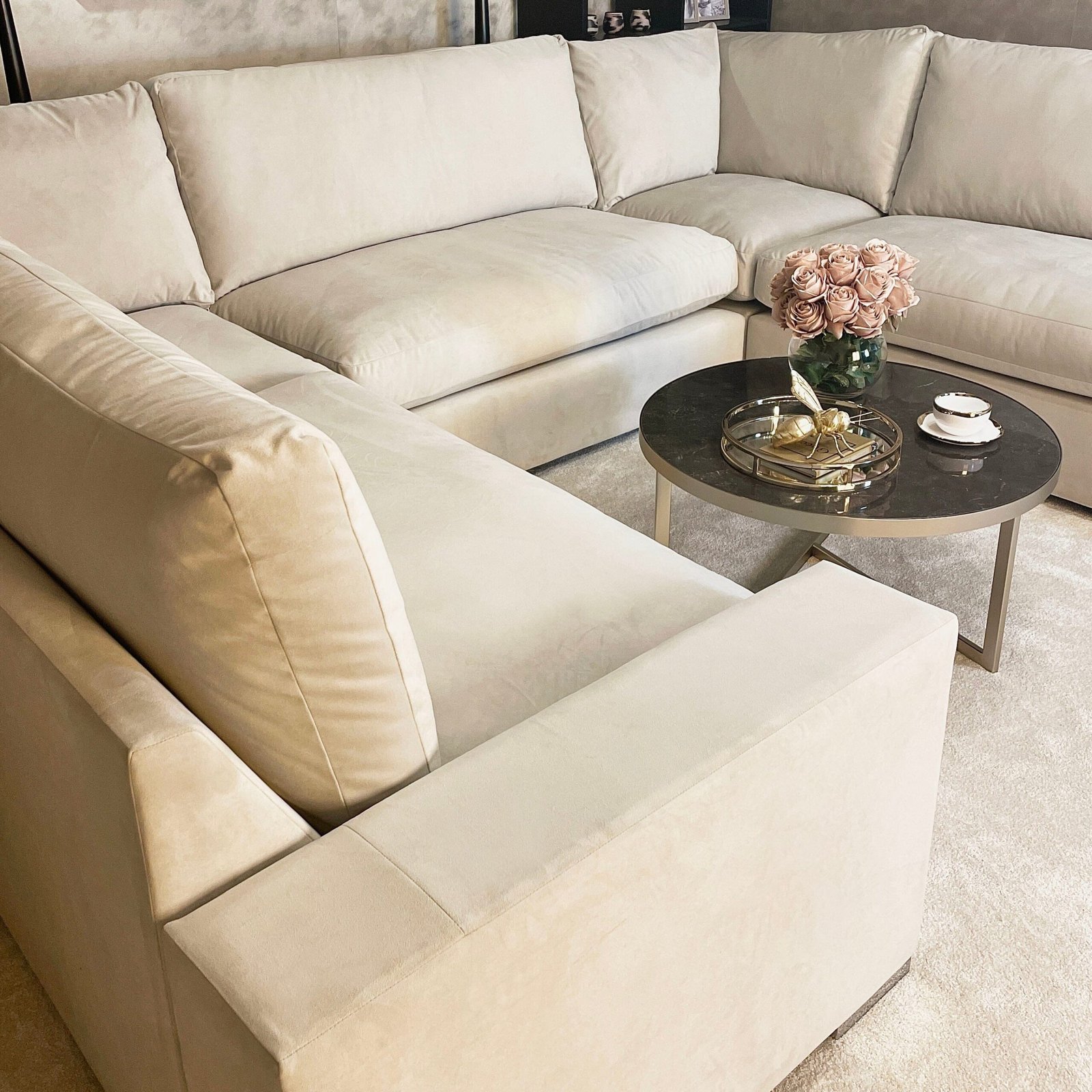Olivia Cream Premium Large U-Shaped Sofa