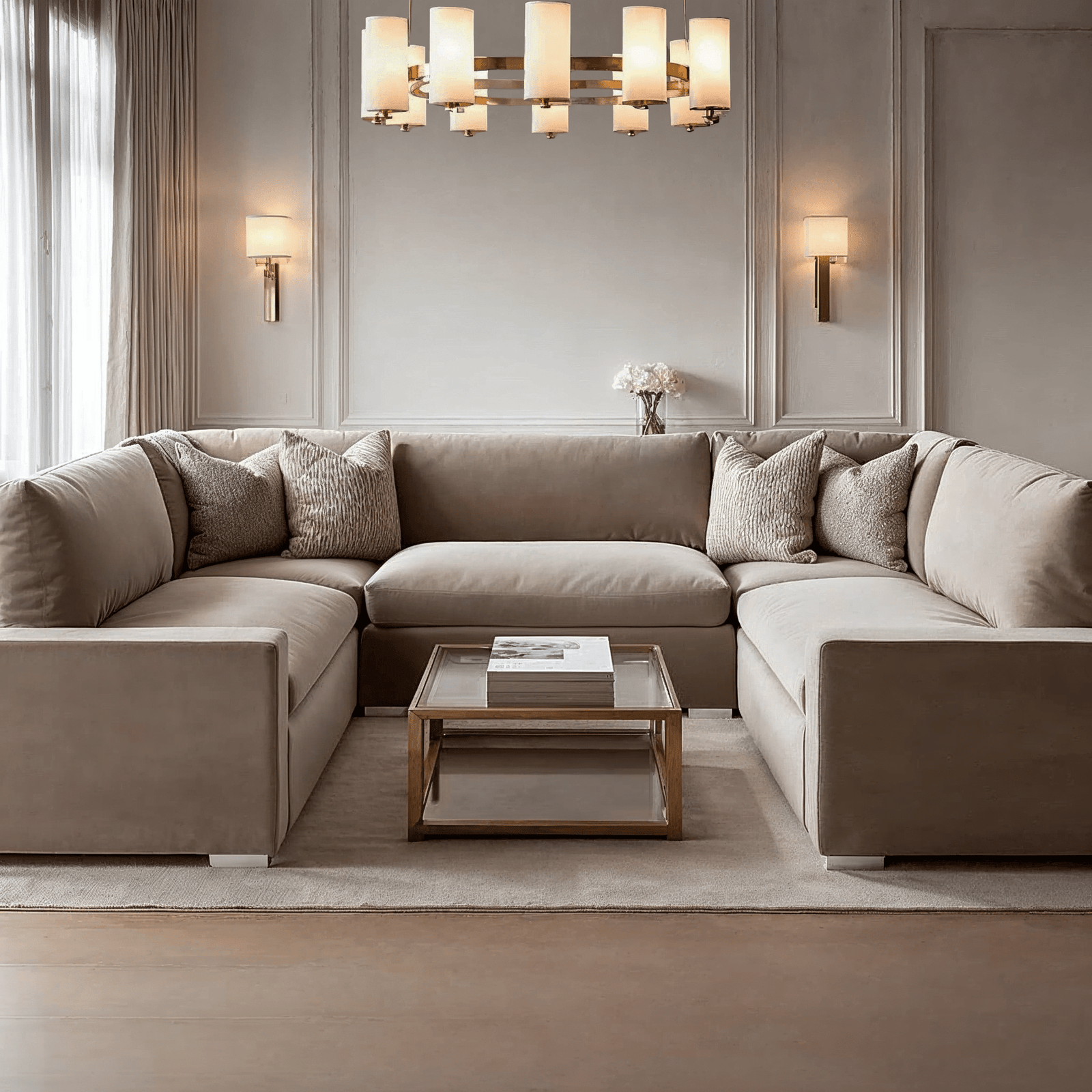 Olivia Mink Premium Large U-Shaped Sofa