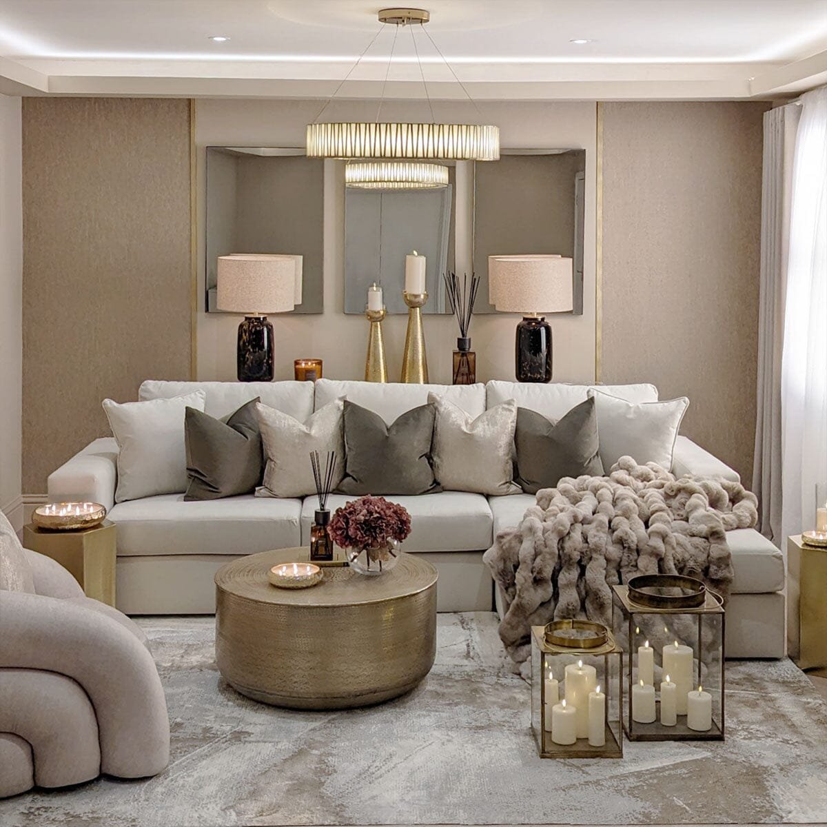 Olivia Premium Cream Sofa Range without Studs