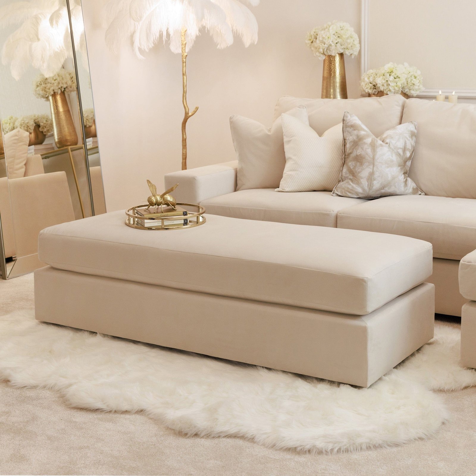 Olivia Premium Cream Sofa Range without Studs