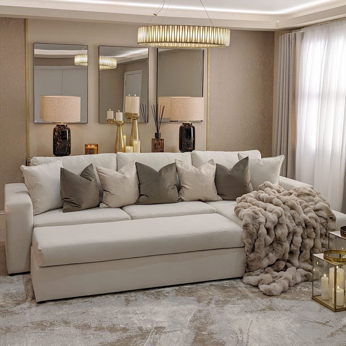 Olivia Premium Cream Sofa Range without Studs
