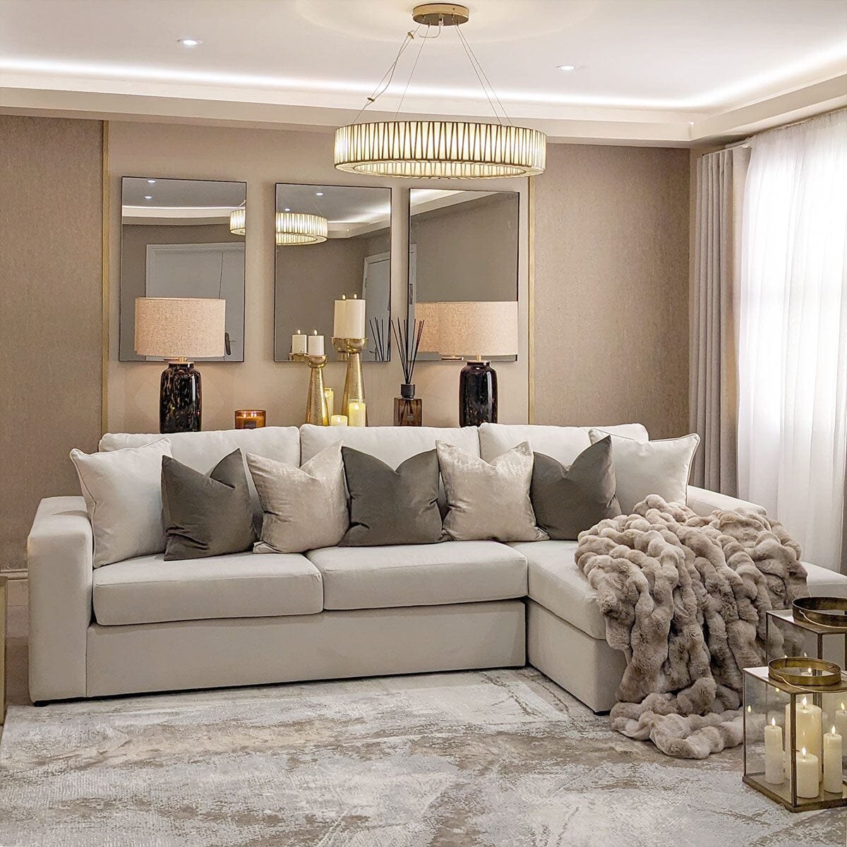Olivia Premium Cream Sofa Range without Studs