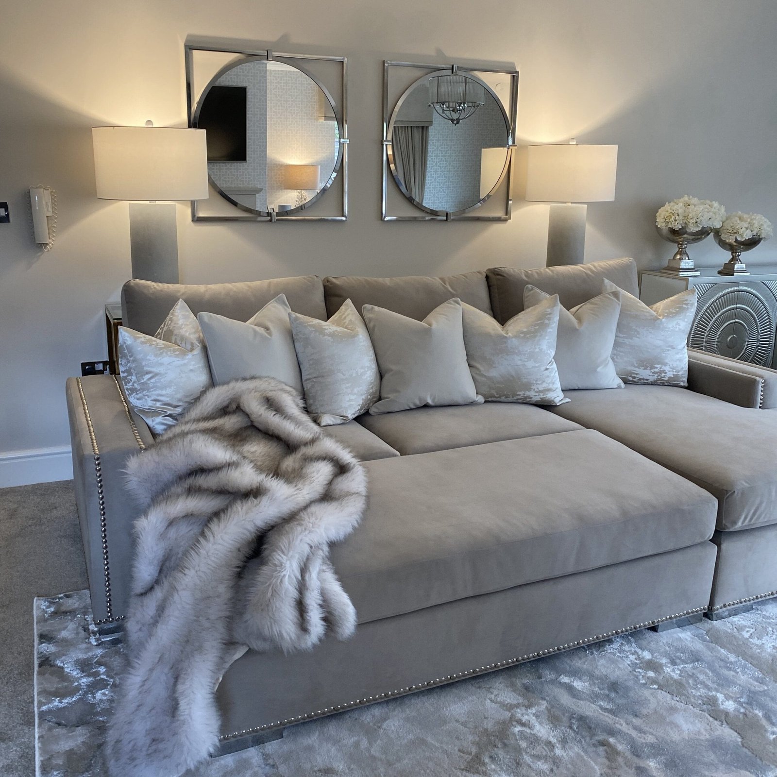 Olivia Premium Mink Sofa Range with Studs