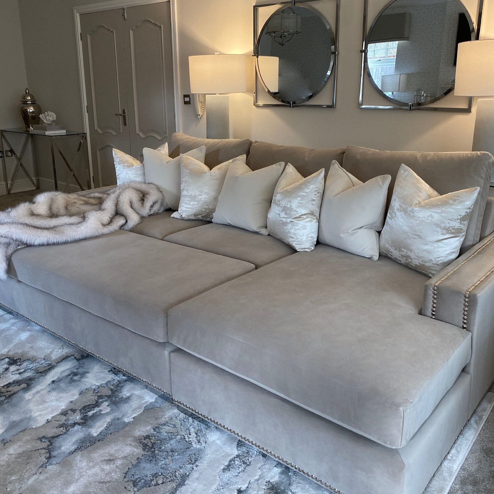 Olivia Premium Mink Sofa Range with Studs