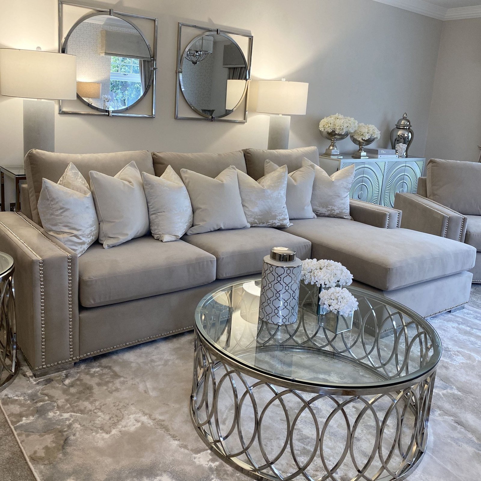 Olivia Premium Mink Sofa Range with Studs