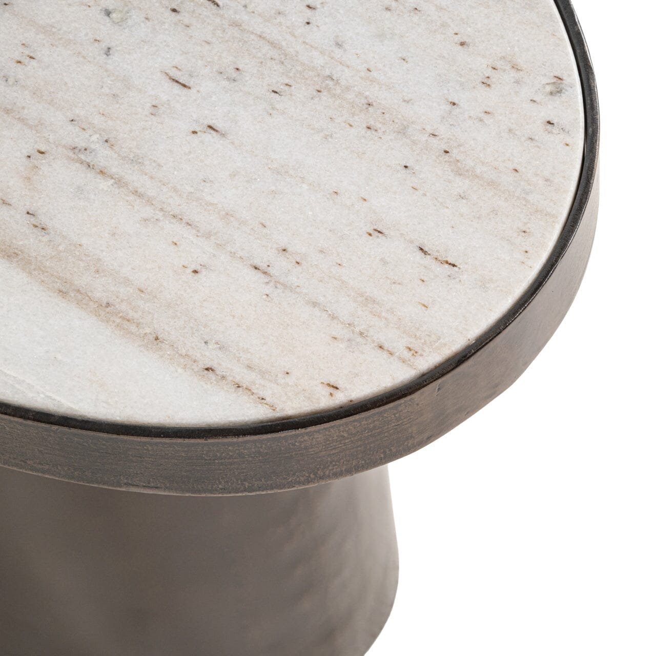 Ondine Bronze Oval Side Table with Marble Top