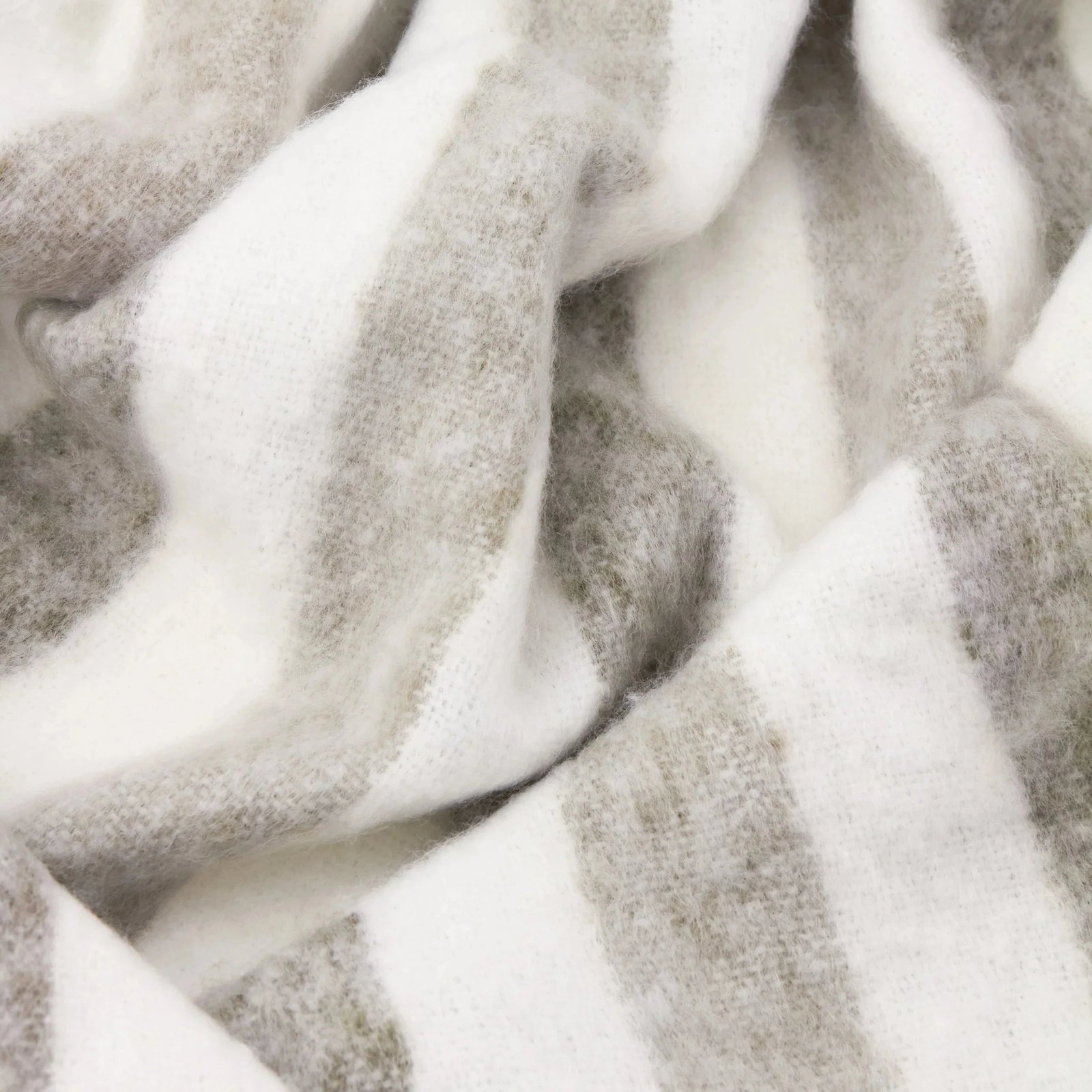 Ottilie Grey & White Striped Tasselled Throw