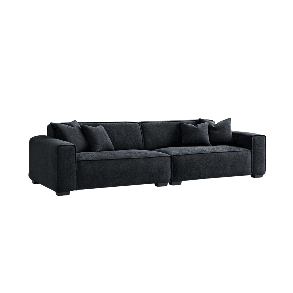 Ottilie Midnight Boucle 4 Seater Sofa with Footstool