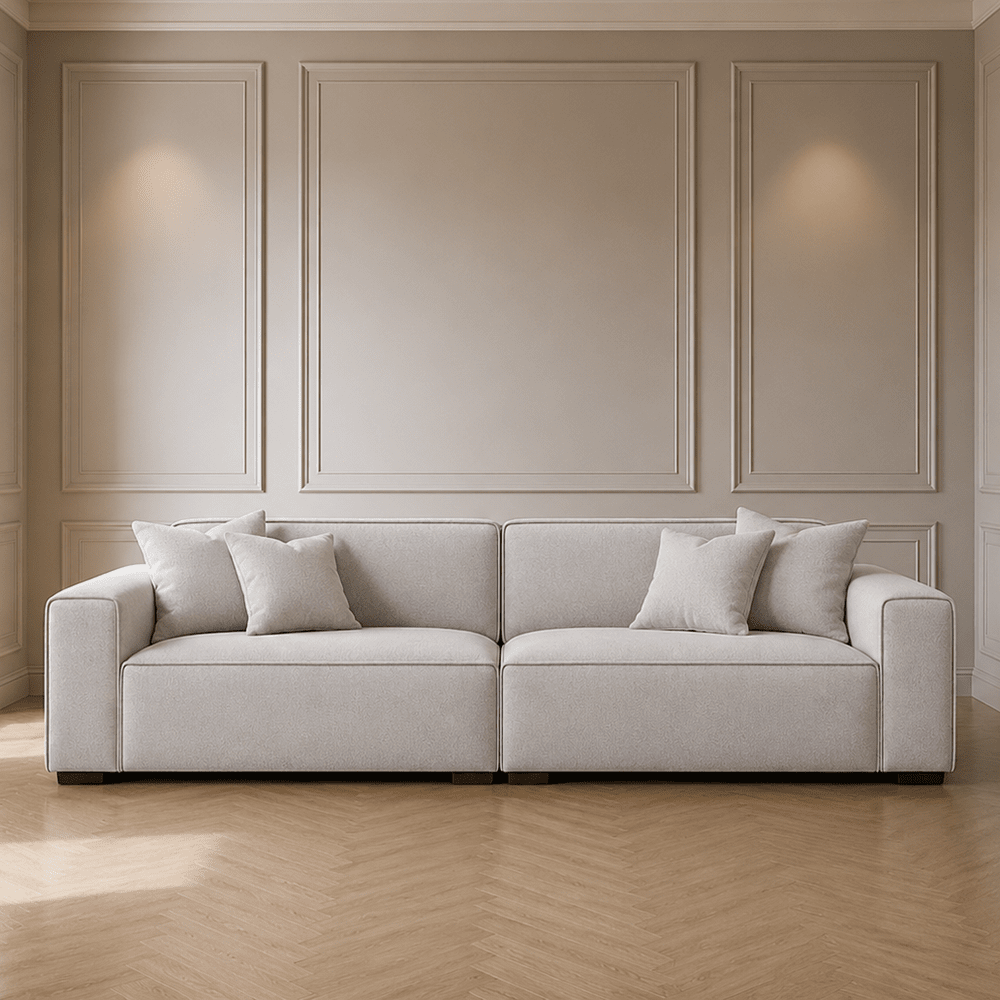 Ottilie Pebble Boucle 4 Seater Sofa with Footstool