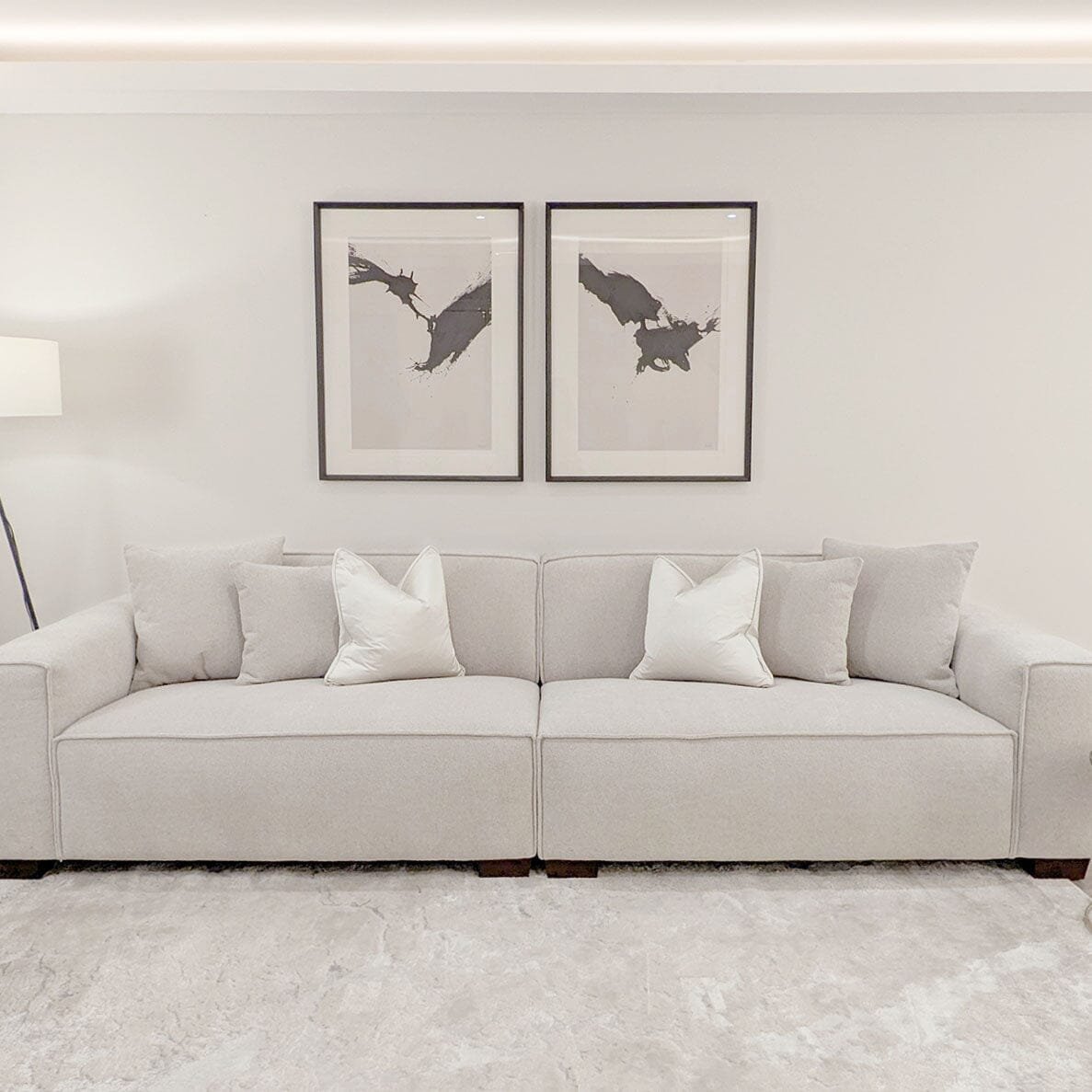 Ottilie Pebble Boucle 4 Seater Sofa with Footstool
