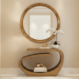 Oville Brushed Gold Abstract Console Table