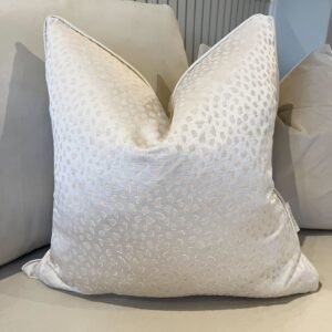 Panthera Ivory Cushion with Satin Pipe- 50x50cm