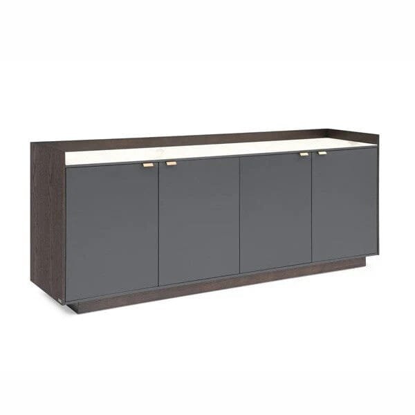 Cyra Luxury Dark Grey Oak 4 Door Sideboard with Marble Top