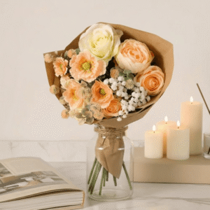 Peach & Cream Faux Floral Bouquet