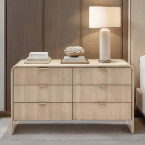 Penelope Luxury Ribbed Wooden 6 Drawer Chest