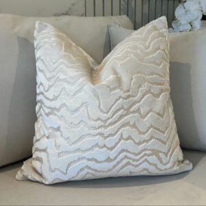 Polter White Velvet Pattern Cushion- 50x50cm