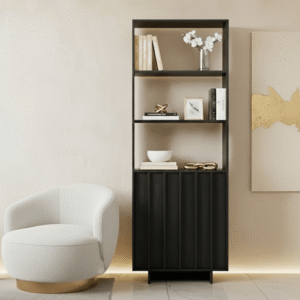 Portia Black Wooden Tall Cabinet
