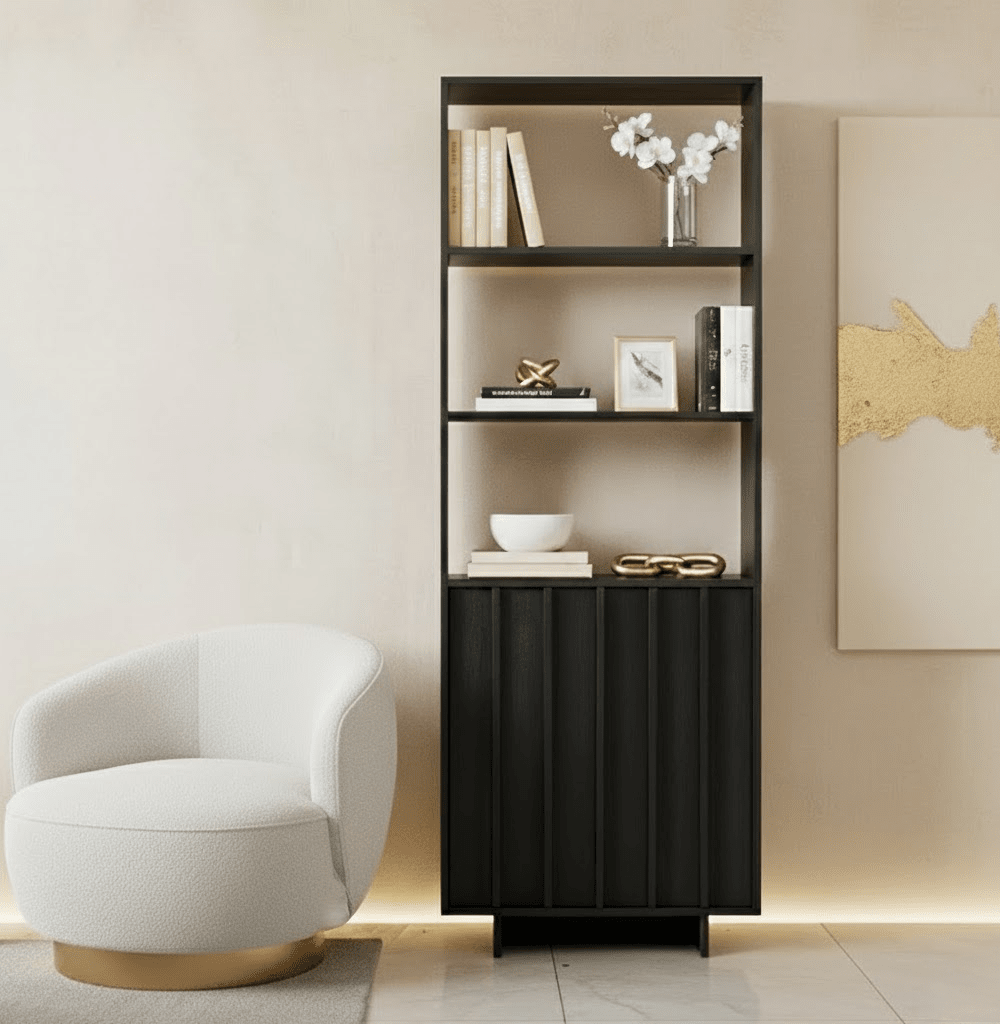 Portia Black Wooden Tall Cabinet