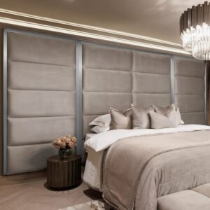 Praline Luxury Velvet & Silver Chocolate Box Headboard with Wings