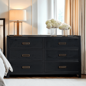 Soho Black Oak Veneer 6 Drawer Chest