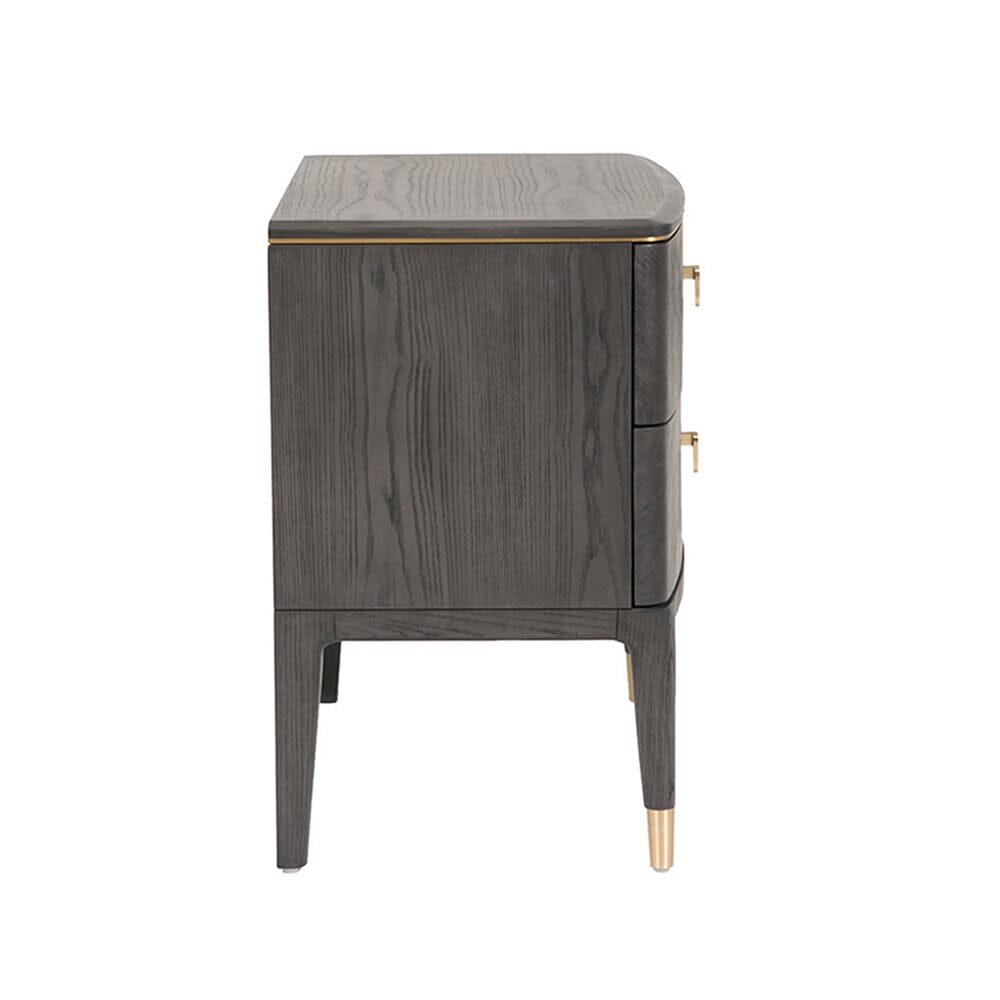 Putney Grey & Gold 2 Drawer Bedside Table