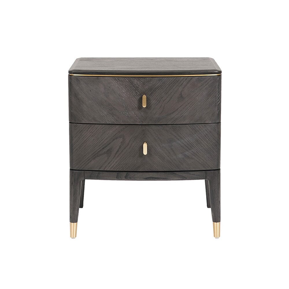 Putney Grey & Gold 2 Drawer Bedside Table