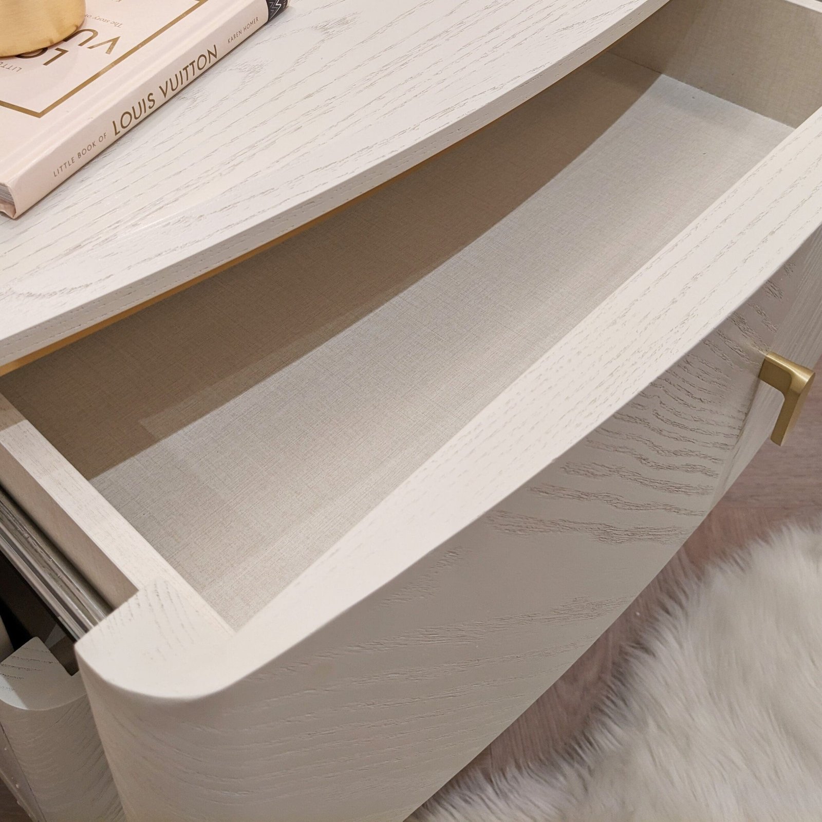 Putney Ivory & Gold 2 Drawer Bedside Table