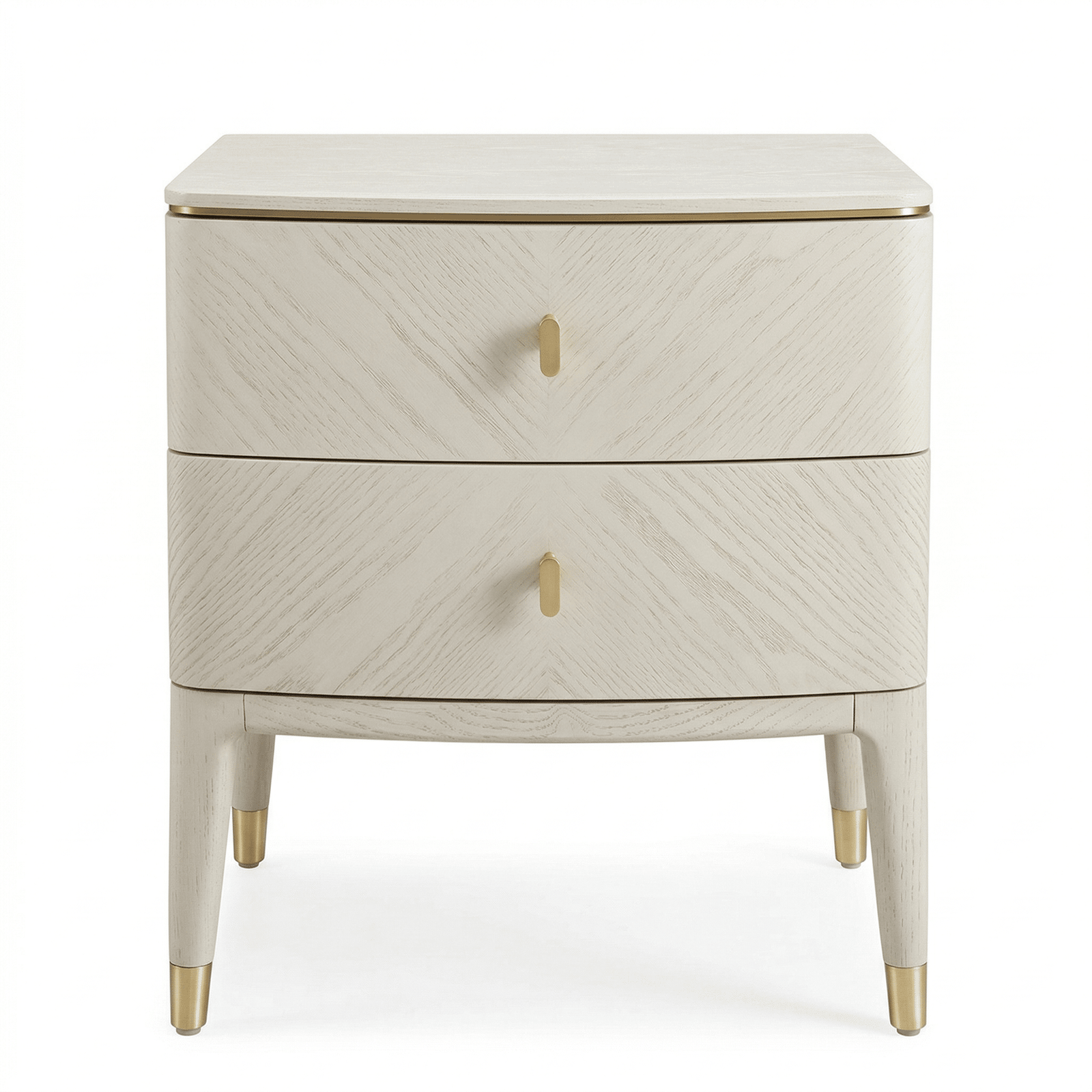 Putney Ivory & Gold 2 Drawer Bedside Table