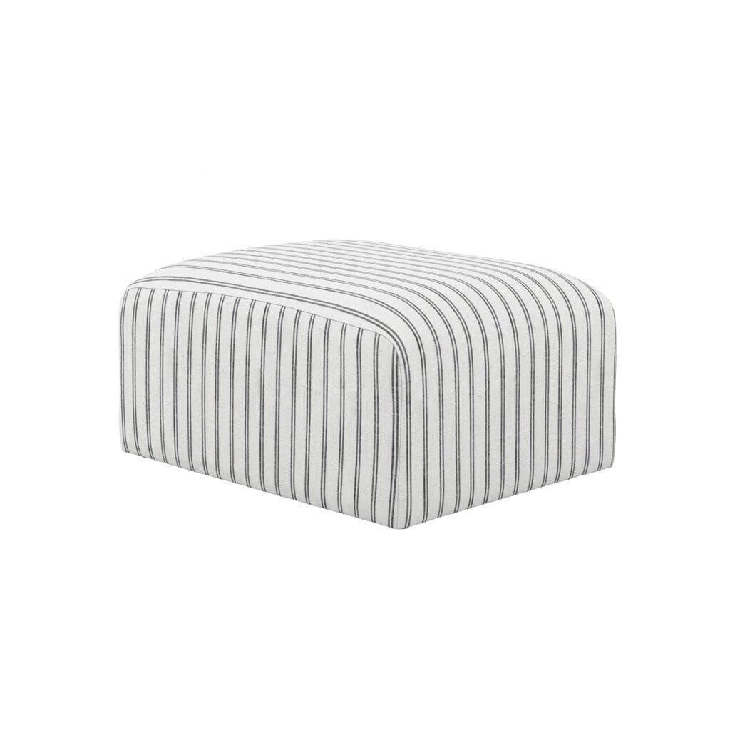 Quince Cream & Charcoal Striped Pouffe