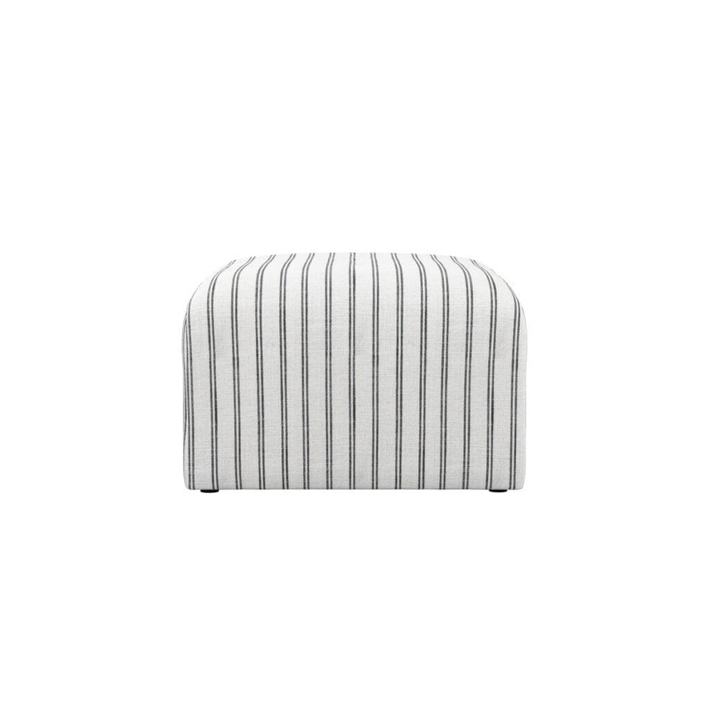 Quince Cream & Charcoal Striped Pouffe