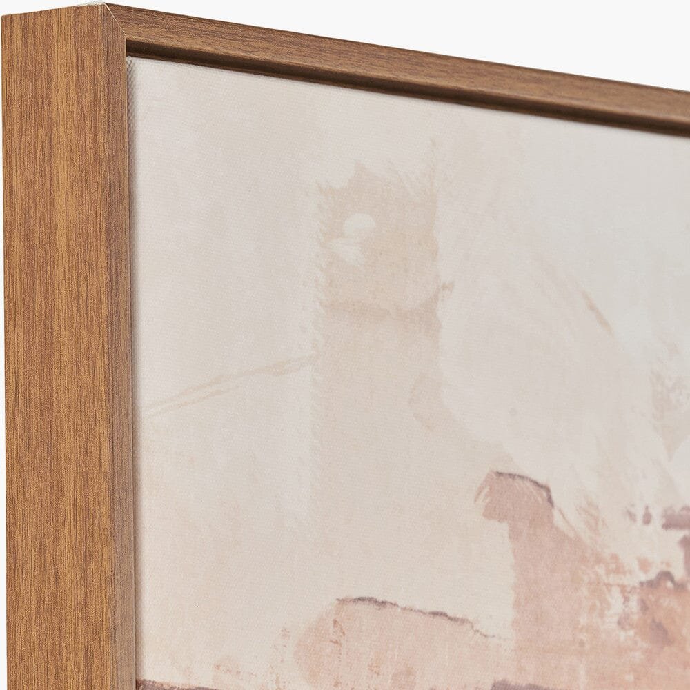 Raegan White & Terracotta Abstract Canvas Wall Art with Oak Effect Frame