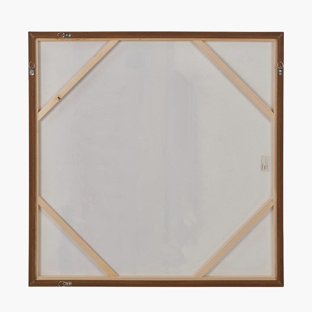 Raegan White & Terracotta Abstract Canvas Wall Art with Oak Effect Frame