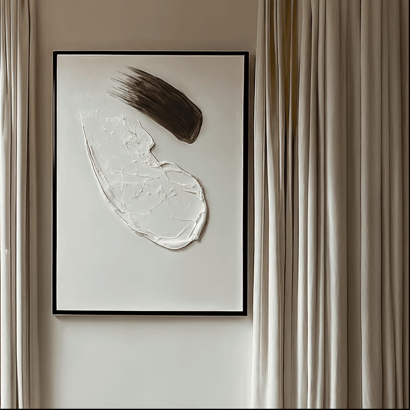 Regent Monochrome 3D Paint Stroke Effect Canvas Wall Art - III